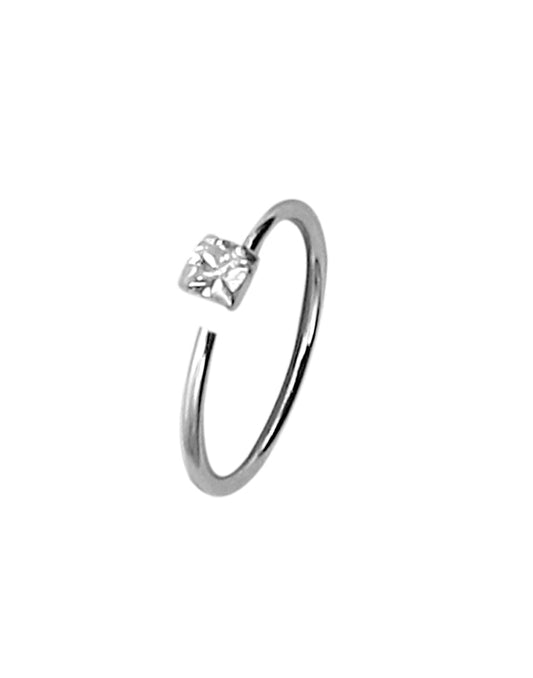 92.5 Sterling Silver 8 mm Nose Ring with White CZ for Women and Girls