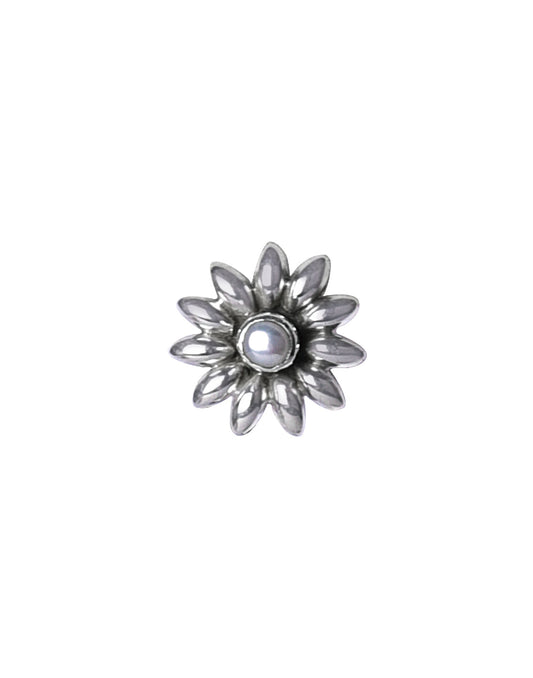 Flower 92.5 Sterling Silver Nose Pin with Pearl