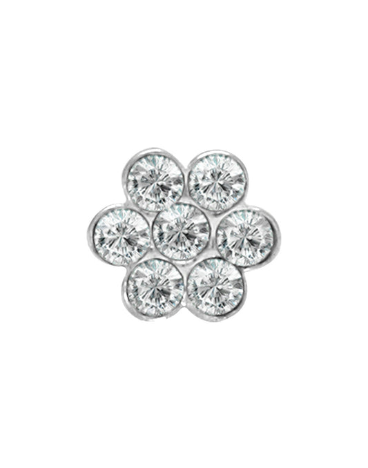 92.5 Sterling Silver Trendy Designer Flower Nose Pin with White CZ Stones