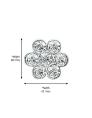 92.5 Sterling Silver Trendy Designer Flower Nose Pin with White CZ Stones