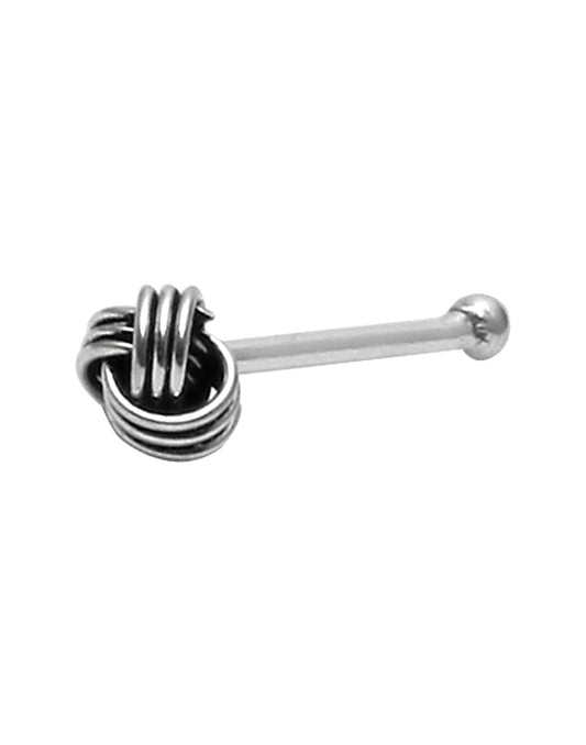 Knot shape Nose Pin in 92.5 Oxidized Silver
