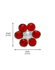 92.5 Sterling Silver Trendy Designer Flower Nose Pin with Red CZ Stones
