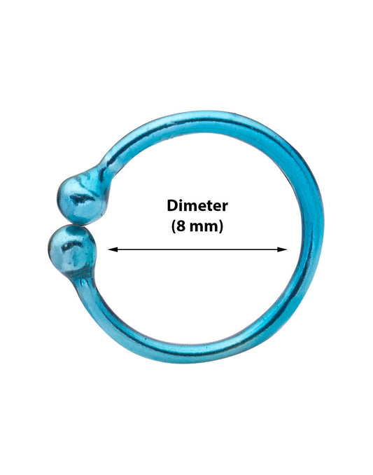 Blue Enamel coated Clip on Nose ring in 92.5 Silver