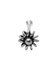 Flower shape Nose Pin in 92.5 Oxidized Silver