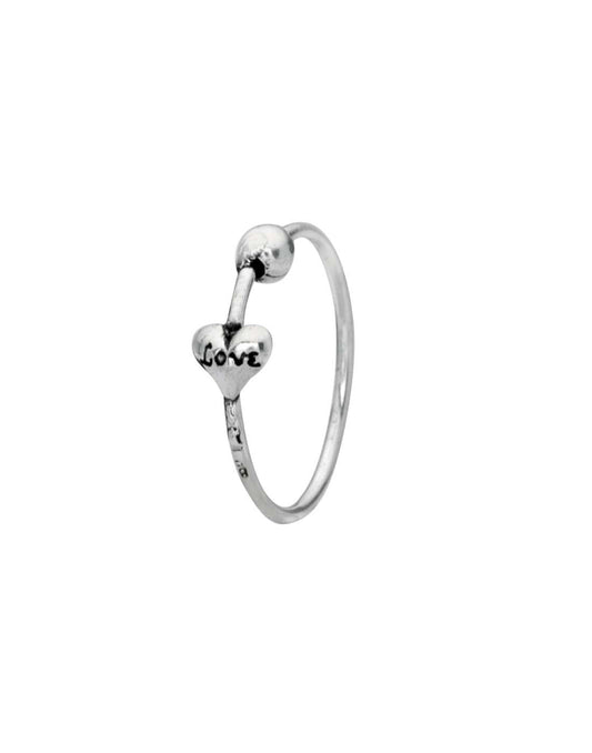 Heart Love Nose Ring in 92.5 Sterling Oxidized Silver for Women and Girls