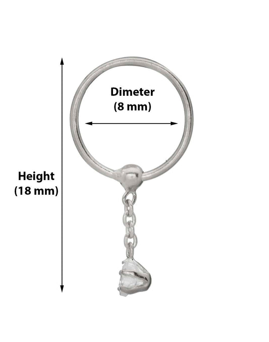 Designer CZ Nose Ring in 92.5 Sterling Silver for Women and Girls