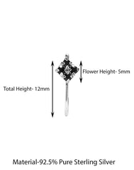 Light Weighted Clip on Black Nose Pin in 92.5 Silver and Cubic Zirconia Stones