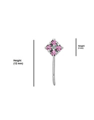 Light Weighted Clip on Pink Nose Pin in 92.5 Silver and Cubic Zirconia Stones