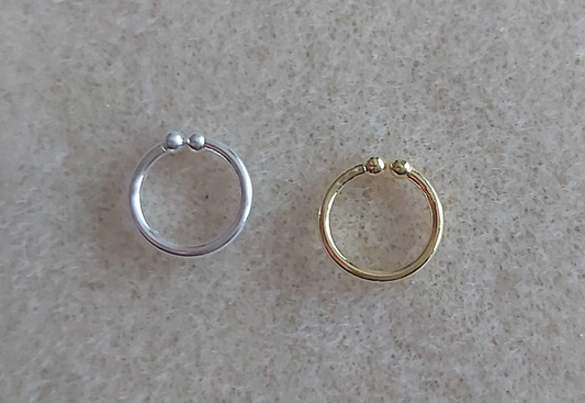 Combo of 92.5 Sterling Silver and Gold Plated Clip On Nose Ring