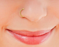 92.5 Sterling Silver Clip On Gold Plated Nose Ring