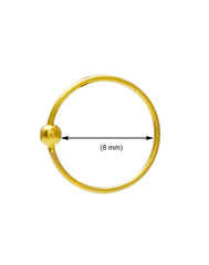 Gold Plated 92.5 Sterling Silver 8 mm Nose Ring with Ball