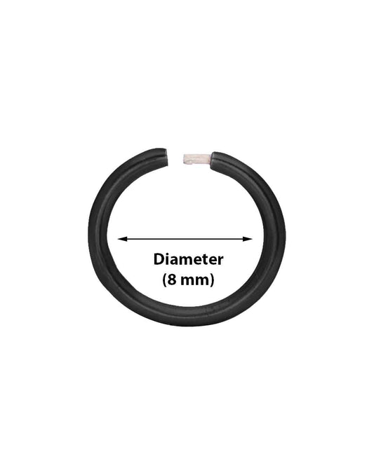 Black Enamel coated Nose ring in 92.5  Sterling Silver