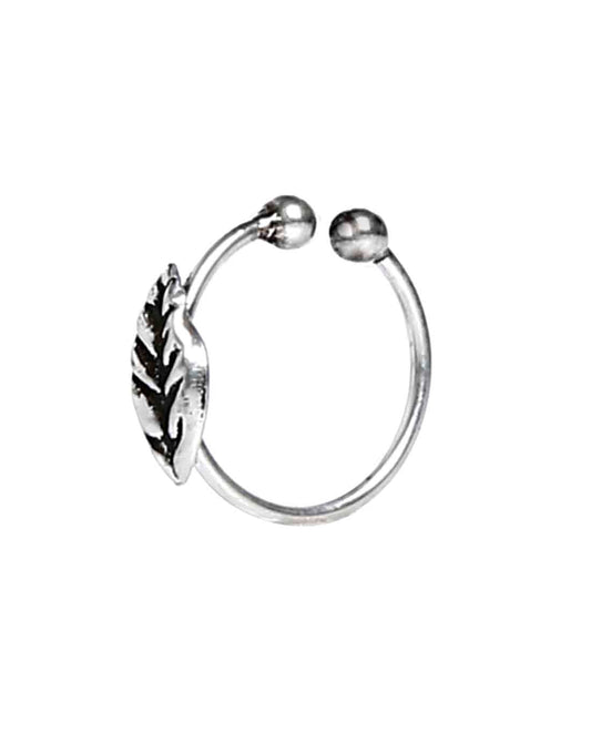 Designer Clip On Leaf nose Ring in 92.5 Silver