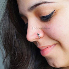 Designer Clip On Leaf nose Ring in 92.5 Silver