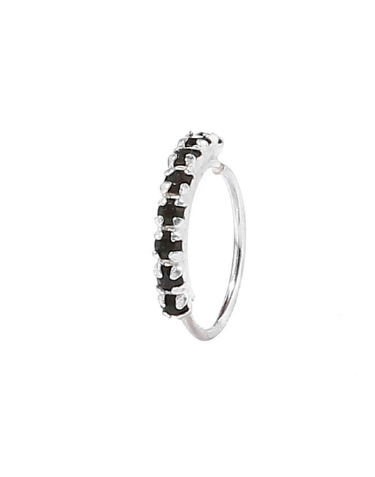 Designer Black Cubic Zirconia CZ nose Ring in 92.5 Silver