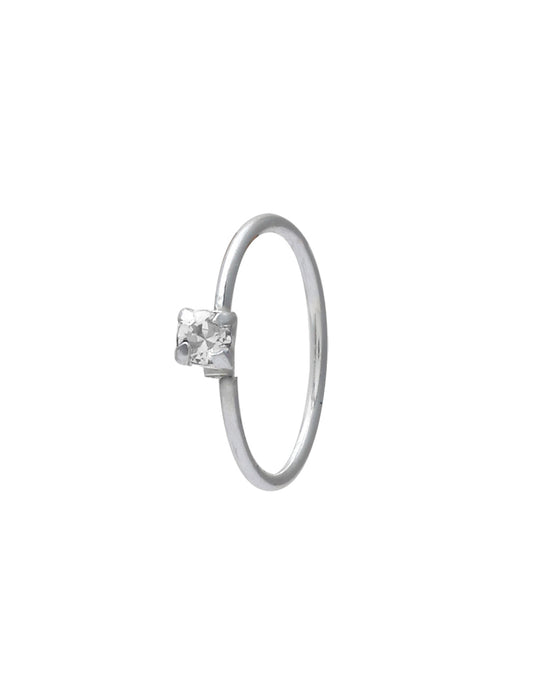 White CZ stone Single Nose Ring 92.5 Sterling Silver 8 mm for Women