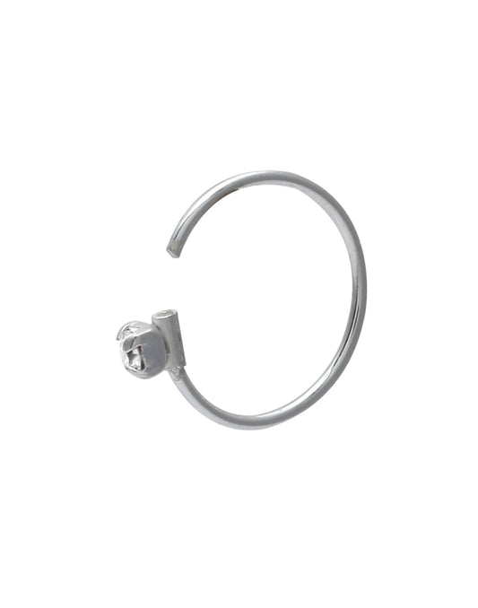 White CZ stone Single Nose Ring 92.5 Sterling Silver 8 mm for Women