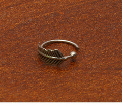Trendy 92.5 Sterling Silver Piercing Required Oxidized Leafy Nose Ring