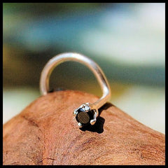 Pair of 92.5 Sterling Silver Dot Size Black CZ Stone Nose Pin