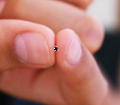 Pair of 92.5 Sterling Silver Dot Size Black CZ Stone Nose Pin