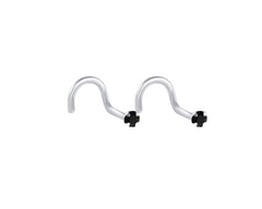 Pair of 92.5 Sterling Silver Dot Size Black CZ Stone Nose Pin