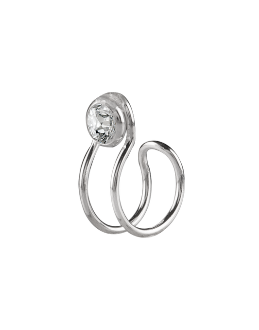 Clip on Nose Pin in 92.5 Silver and White Cubic Zirconia Stones