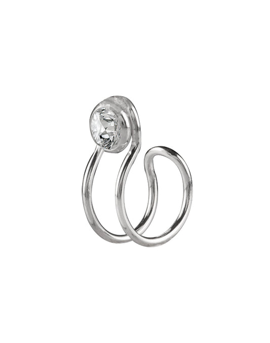 Clip on Nose Pin in 92.5 Silver and White Cubic Zirconia Stones