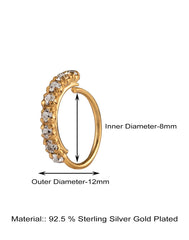 Gold plated White CZ Nose Ring in 92.5 Silver