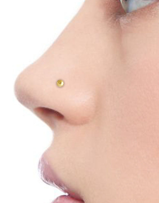 4 MM Gold Plated Nose Pin with wire base of 92.5 Silver