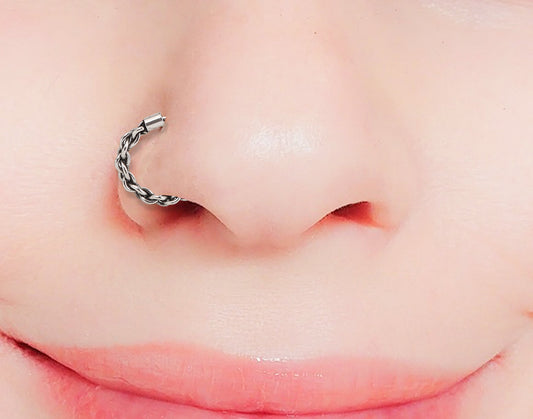 92.5 Sterling Silver Oxidized Designer Nose Ring