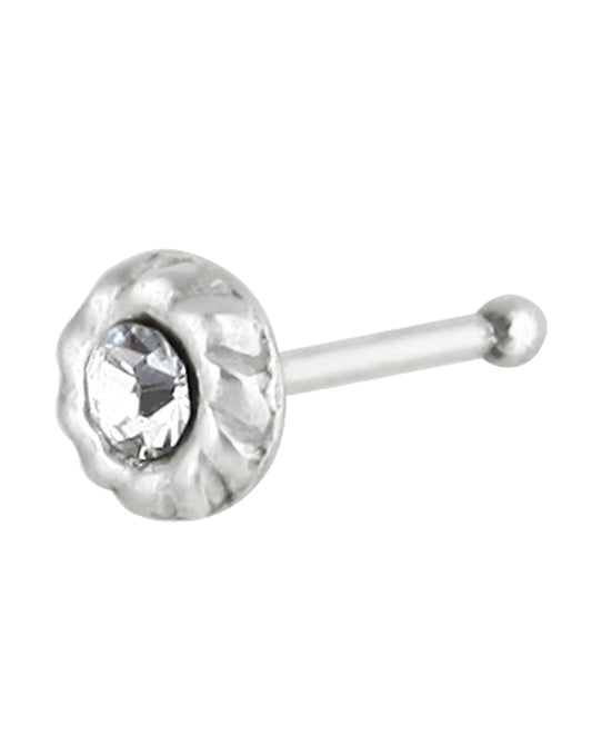 Round Nose Stud in 92.5 Oxidized Silver and Cz stone