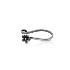 Oxidized Flower Light Weighted Clip on Nose Pin in 92.5 Silver