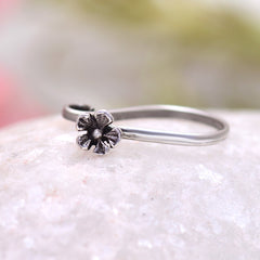 Oxidized Flower Light Weighted Clip on Nose Pin in 92.5 Silver