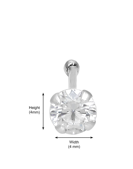 White CZ Nose Stud in 92.5 Silver and 4 mm Cz stone