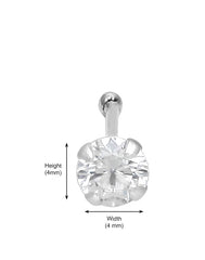 White CZ Nose Stud in 92.5 Silver and 4 mm Cz stone