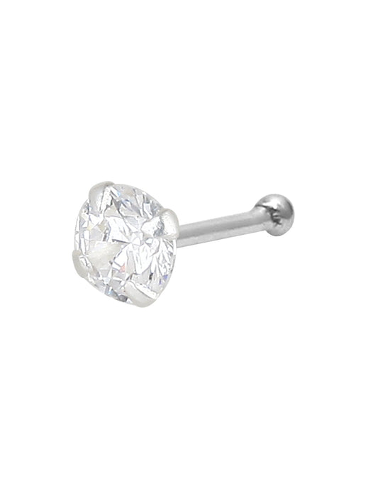 White CZ Nose Stud in 92.5 Silver and 4 mm Cz stone