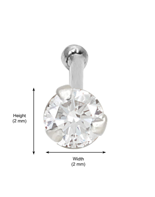 Tiny dot size CZ Nose Stud in 92.5 Silver
