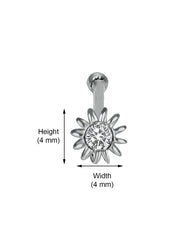Combo of 92.5 Sterling Silver Flower Shape with White and Black Cz Nose Stud
