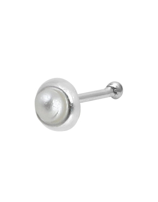 Tiny Pearl Nose Stud in 92.5 Silver