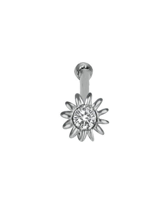 Small and Dot Size CZ in flower shape Nose Stud in 92.5 Silver