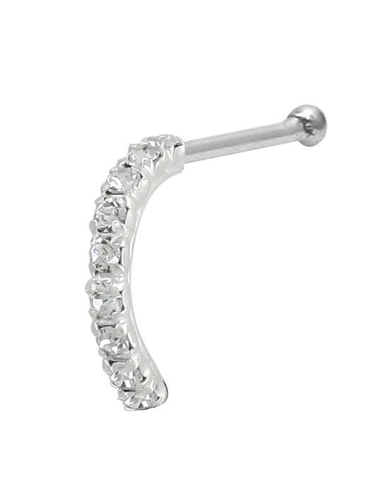 Half Round CZ Nose Stud in 92.5 Silver