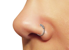 Designer Nose Ring in 92.5 Sterling Oxidized Silver
