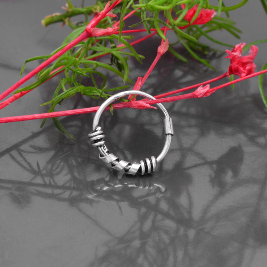 Designer Nose Ring in 92.5 Sterling Oxidized Silver