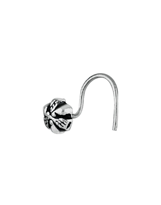 Tiny Flower Nose Pin in 92.5 Sterling Oxidized Silver