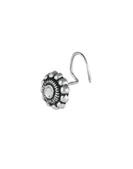 Tribal look Flower Shape Nose Pin in 92.5 Sterling Oxidized Silver
