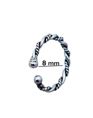 92.5 Sterling Silver Clip On Oxidized Nose Ring