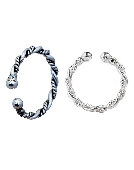 Combo of 92.5 Sterling Silver Clip On Nose Ring for Women and Girls