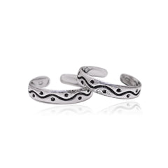 925 Sterling Silver Pair of Trendy Oxidized Adjustable Toe Rings