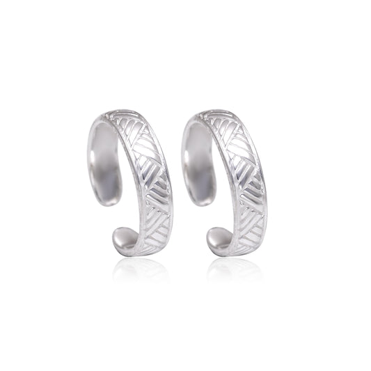 Trendy pair of Toe Rings in 925 Silver