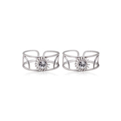 Designer pair of White Crystal Floral Toe Rings|